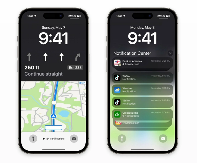 朝阳苹果维修服务分享iOS17锁屏地图导航半屏显示长什么样 